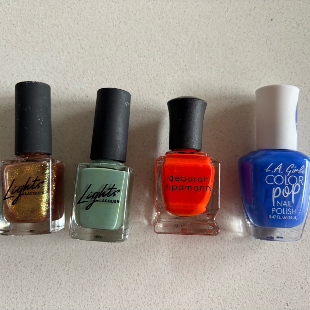 Nail Polish Set - Gold, Green, Orange, Blue